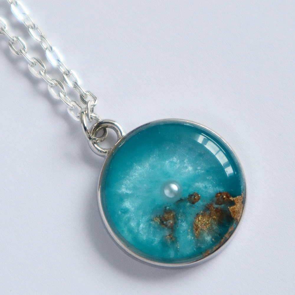 Psalm 139 Bible Verse Inspired Handmade Necklace Turquoise Ocean Theme Pendant